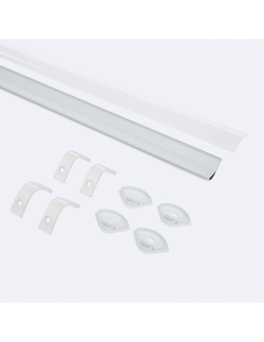 Profilé Aluminium Angle Rond avec Capot Continu pour Ruban LED jusqu'à 20 mm