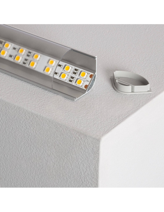 Profilé Aluminium Angle Rond avec Capot Continu pour Ruban LED jusqu'à 20 mm