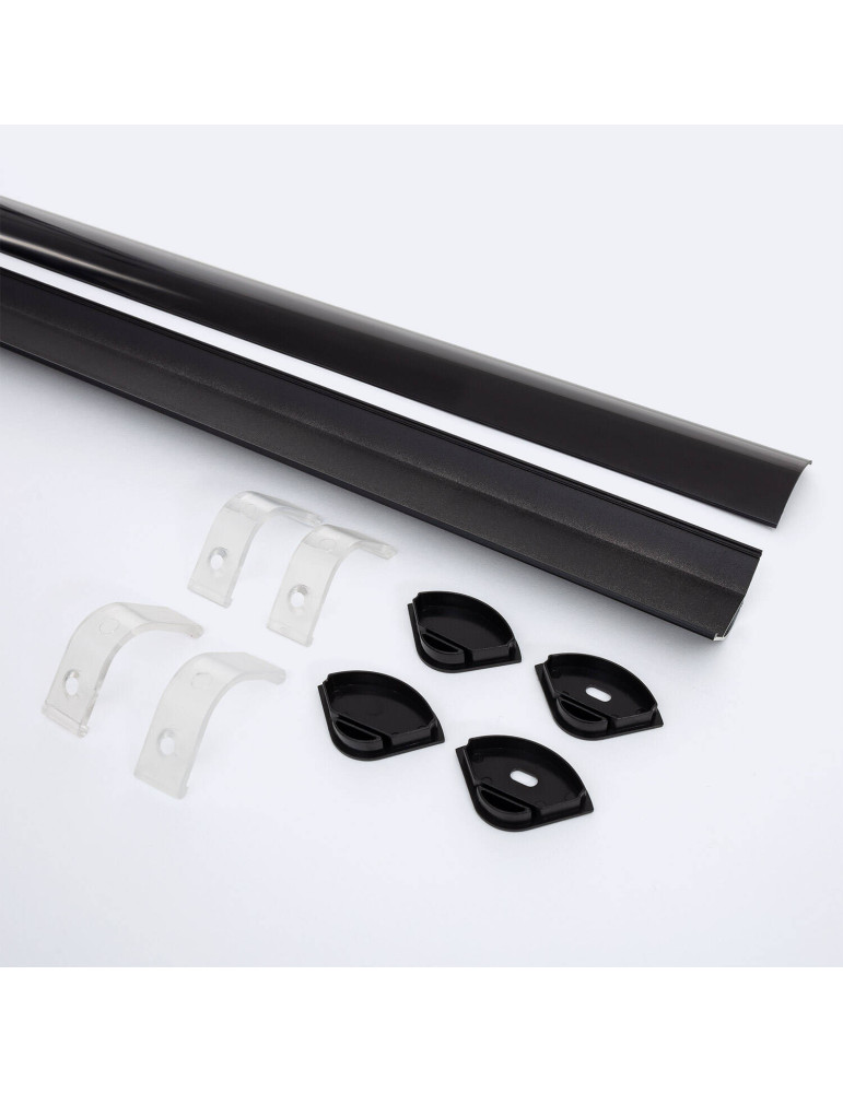 Profilé Aluminium Angle Rond avec Capot Continu pour Ruban LED jusqu'à 20 mm