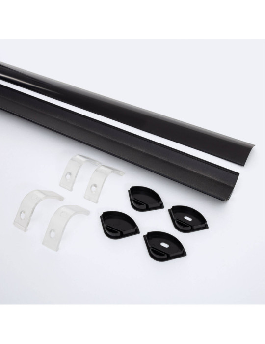 Profilé Aluminium Angle Rond avec Capot Continu pour Ruban LED jusqu'à 20 mm