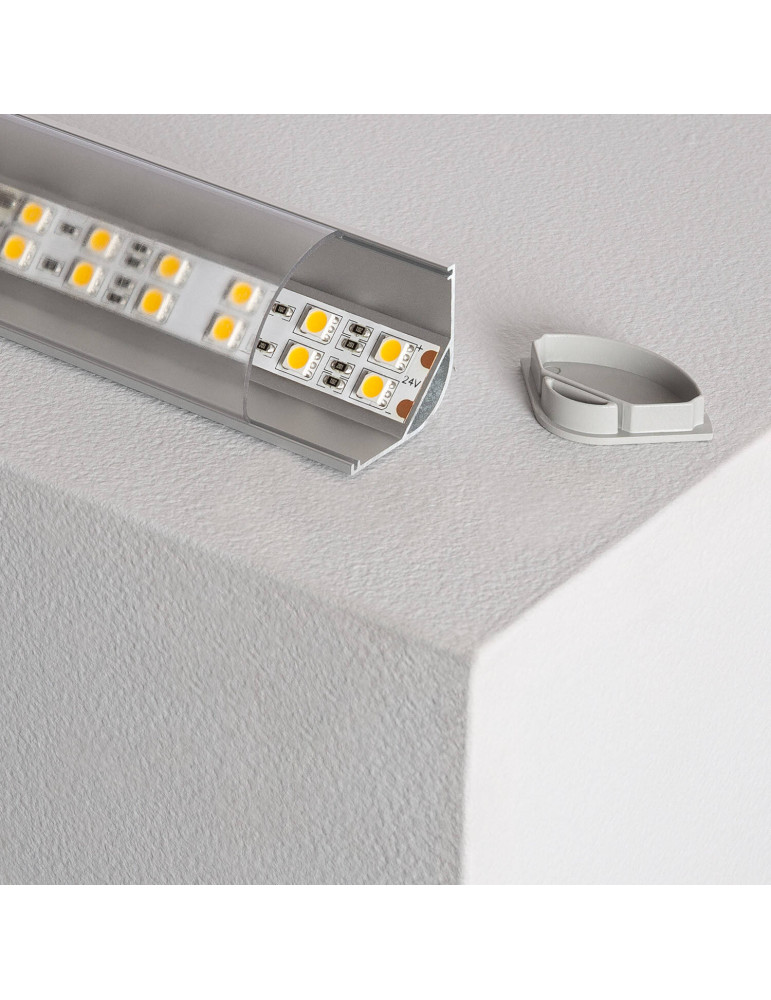 Profilé Aluminium Angle Rond avec Capot Continu pour Ruban LED jusqu'à 20 mm