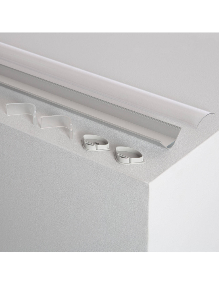 Profilé Aluminium Angle Rond avec Capot Continu pour Ruban LED jusqu'à 20 mm