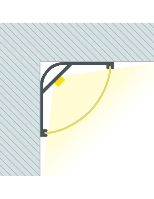 Profilé Aluminium Angle Rond avec Capot Continu pour Ruban LED jusqu'à 20 mm