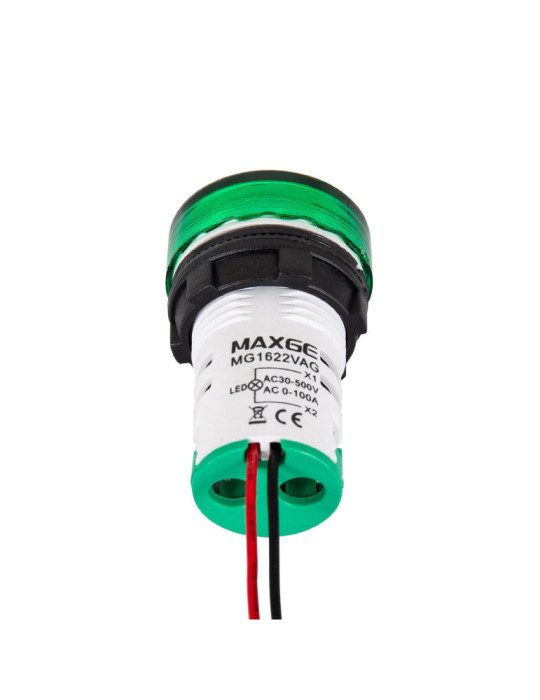 Indicateur Lumineux Voltmètre 20-500V et Ampèremètre 0-100A Ø22mm MAXGE
