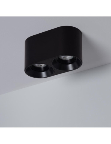 Plafonnier Space Double Noir avec Ampoule GU10