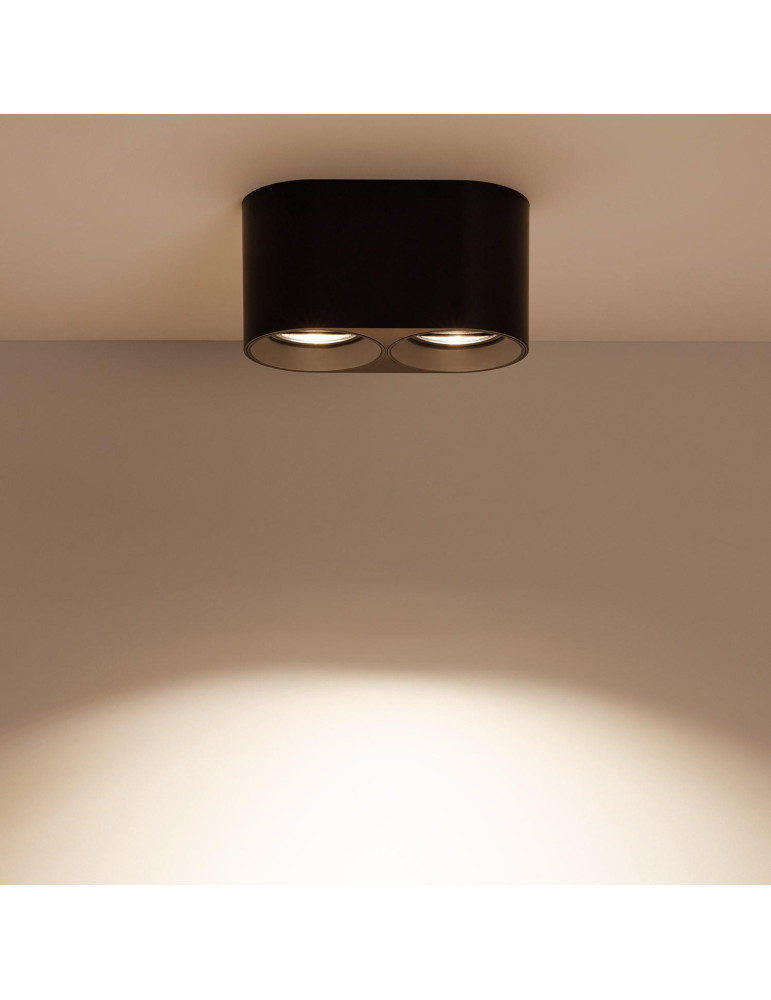 Plafonnier Space Double Noir avec Ampoule GU10