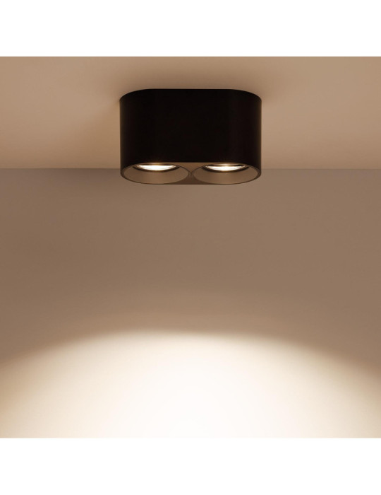 Plafonnier Space Double Noir avec Ampoule GU10