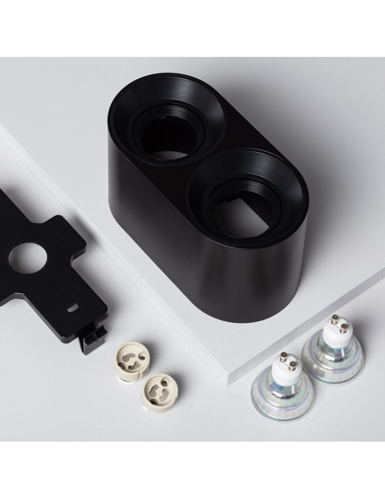 Plafonnier Space Double Noir avec Ampoule GU10