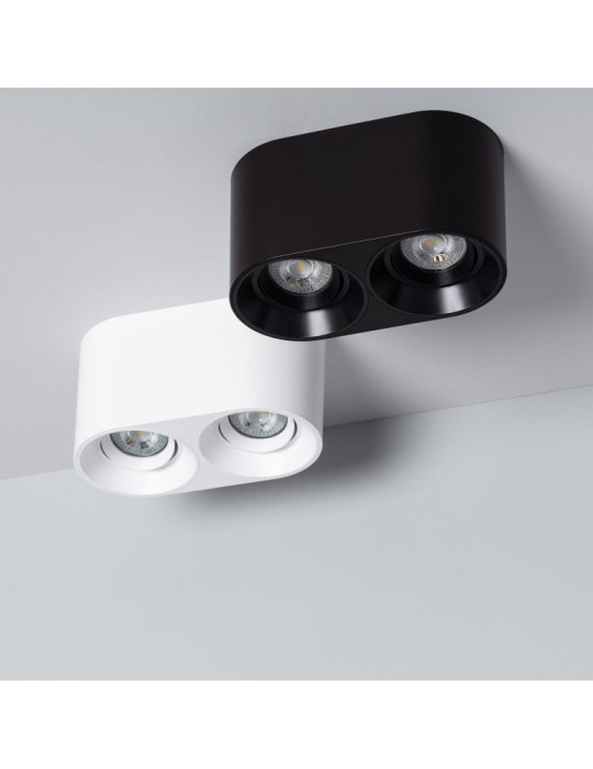 Plafonnier Space Double Noir avec Ampoule GU10