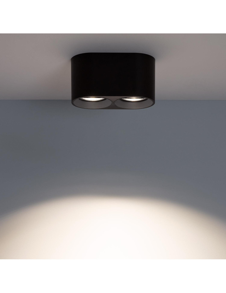 Plafonnier Space Double Noir avec Ampoule GU10