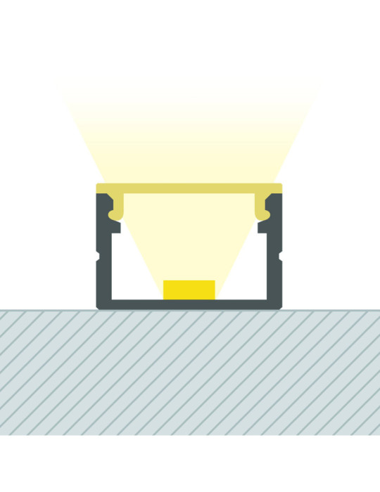 Profilé Aluminium en Saillie avec Capot Continu pour Ruban LED jusqu'à 15 mm