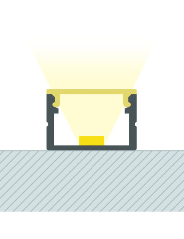 Profilé Aluminium en Saillie avec Capot Continu pour Ruban LED jusqu'à 15 mm