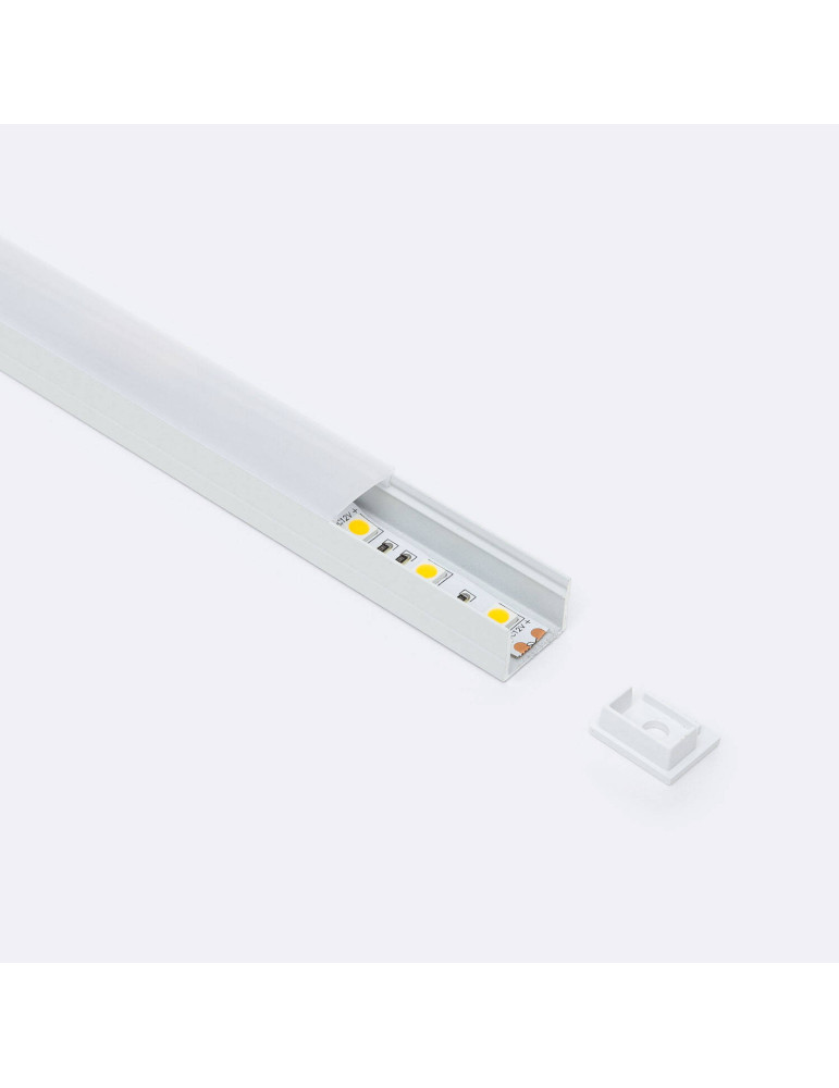 Profilé Aluminium en Saillie avec Capot Continu pour Ruban LED jusqu'à 15 mm