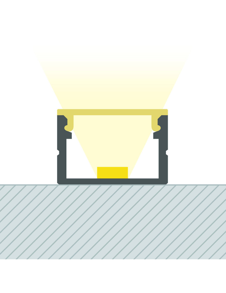 Profilé Aluminium en Saillie avec Capot Continu pour Ruban LED jusqu'à 15 mm