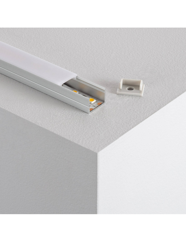Profilé Aluminium en Saillie avec Capot Continu pour Ruban LED jusqu'à 15 mm