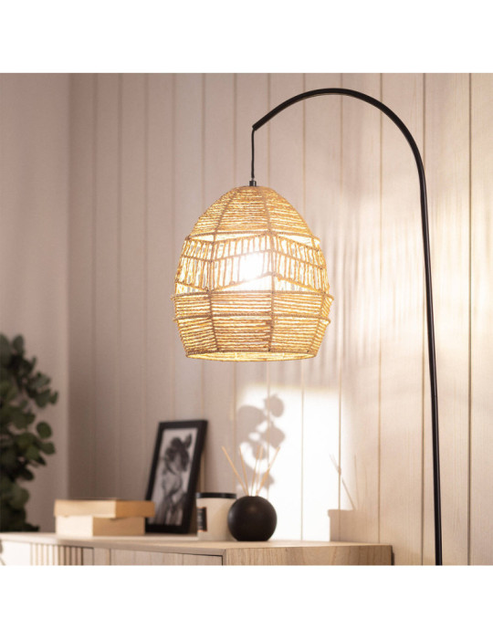 Lampadaire Métal et Papier Tressé Beyawo