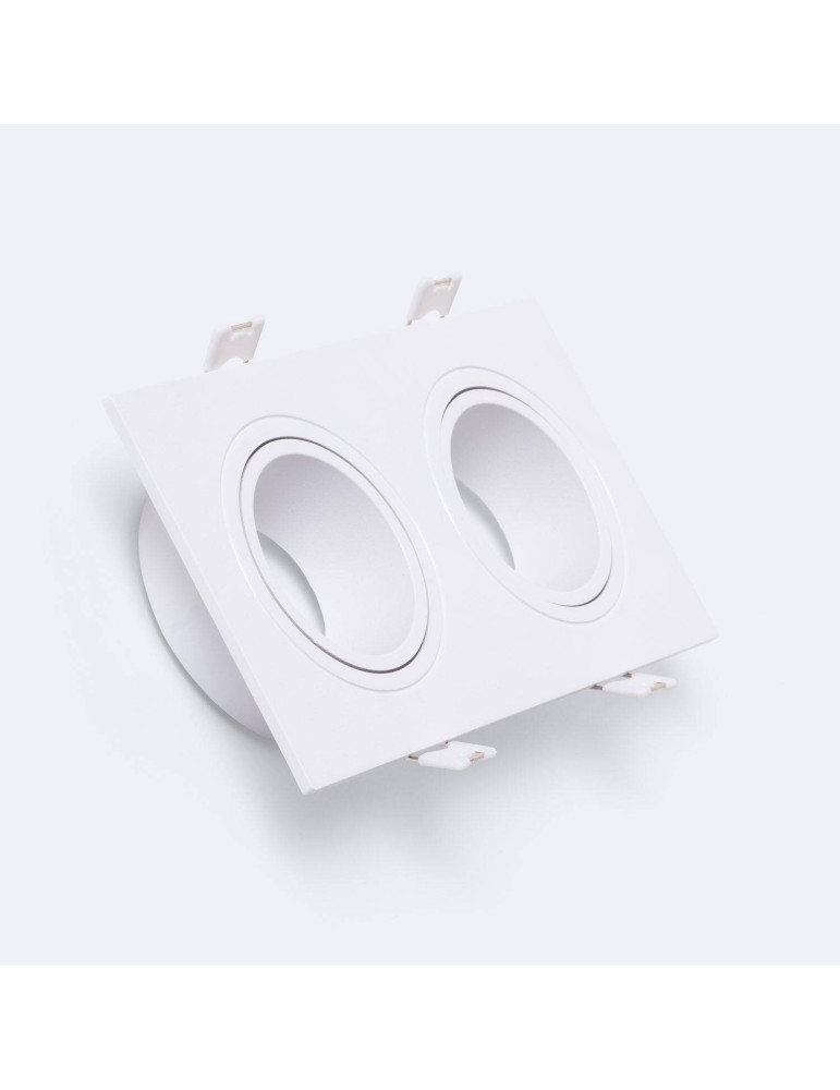 Collerette Downlight Carré Blanche pour deux Ampoules LED GU10 / GU5.3 Taille 73x173 mm Collerette Downlight Carré Blanche pour deux Ampoules LED GU10 / GU5.3 Taille 73x173 mm