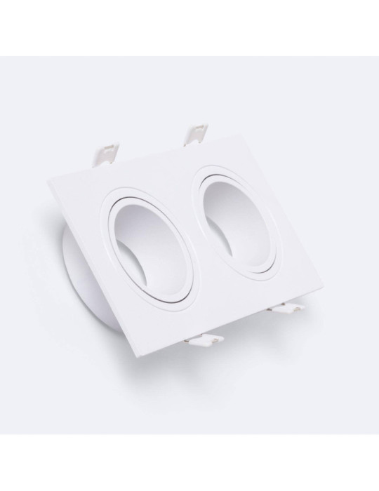 Collerette Downlight Carré Blanche pour deux Ampoules LED GU10 / GU5.3 Taille 73x173 mm Collerette Downlight Carré Blanche pour deux Ampoules LED GU10 / GU5.3 Taille 73x173 mm