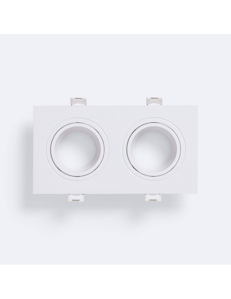 Collerette Downlight Carré Blanche pour deux Ampoules LED GU10 / GU5.3 Taille 73x173 mm