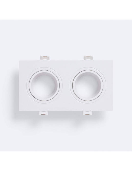 Collerette Downlight Carré Blanche pour deux Ampoules LED GU10 / GU5.3 Taille 73x173 mm