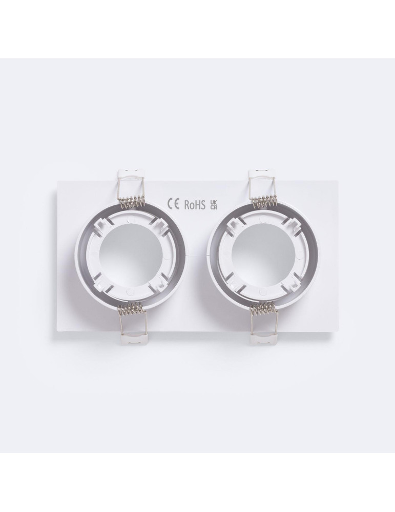 Collerette Downlight Carré Blanche pour deux Ampoules LED GU10 / GU5.3 Taille 73x173 mm