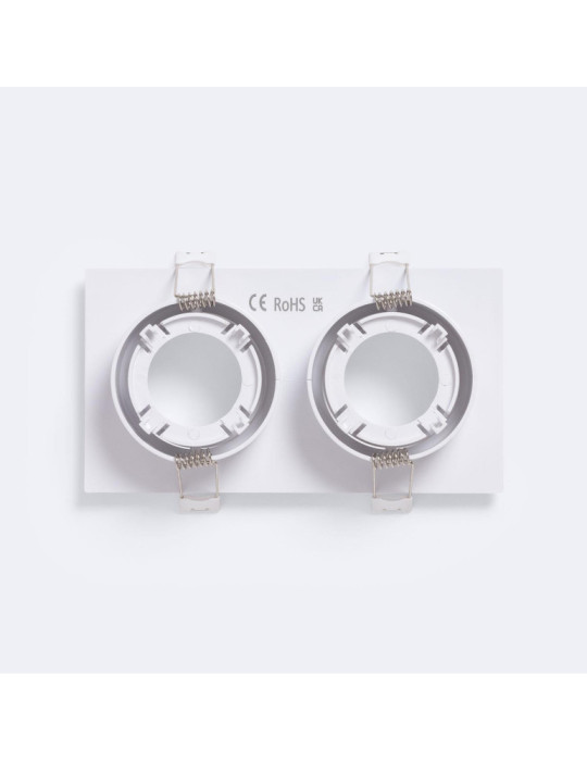 Collerette Downlight Carré Blanche pour deux Ampoules LED GU10 / GU5.3 Taille 73x173 mm