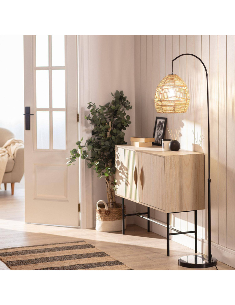 Lampadaire Métal et Papier Tressé Beyawo