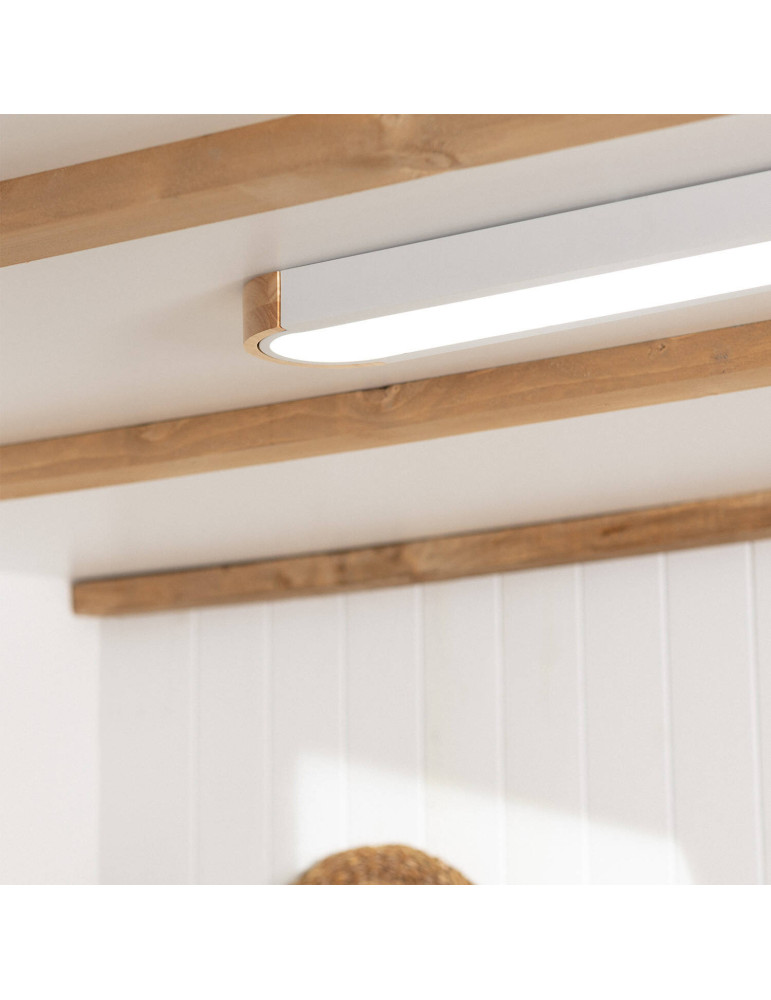 Plafonnier LED 18W Bois et Métal 140x650 mm CCT Sélectionnable Dari Lang
