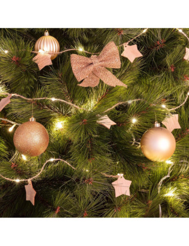 Guirlande Lumineuse LED Étoiles Bois avec Piles 2.2m