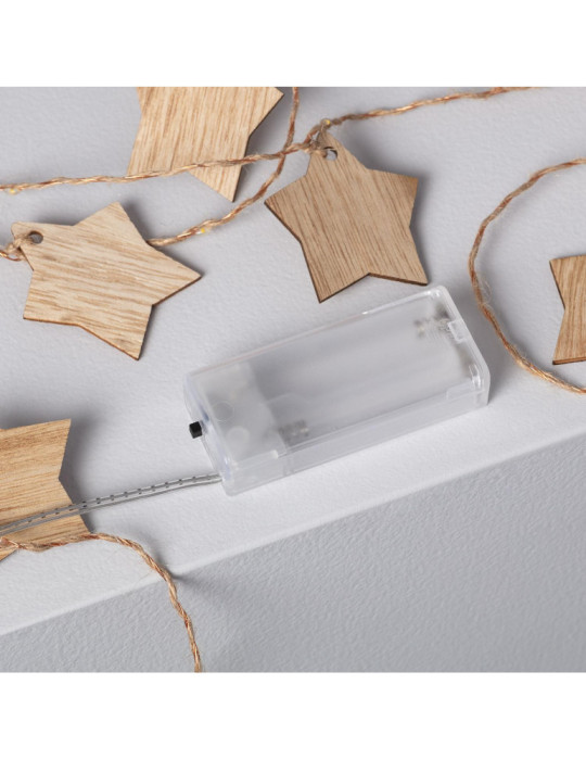 Guirlande Lumineuse LED Étoiles Bois avec Piles 2.2m