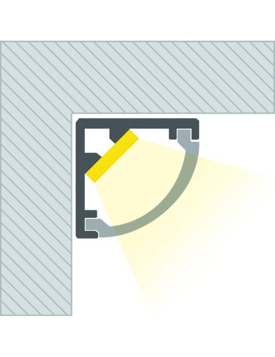 Profilé Aluminium Angle Capot Rond 2m pour Ruban LED jusqu'à 5 mm