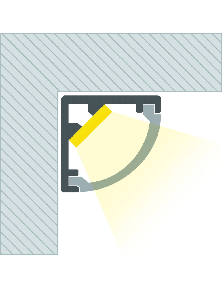 Profilé Aluminium Angle Capot Rond 2m pour Ruban LED jusqu'à 5 mm