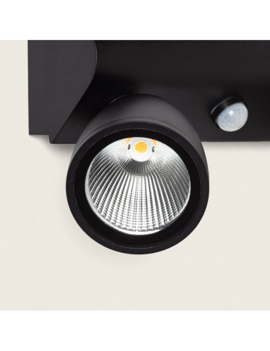 Applique Murale Extérieure LED 12W Aluminium avec Détecteur de Mouvement PIR Abel Large Deux Spots