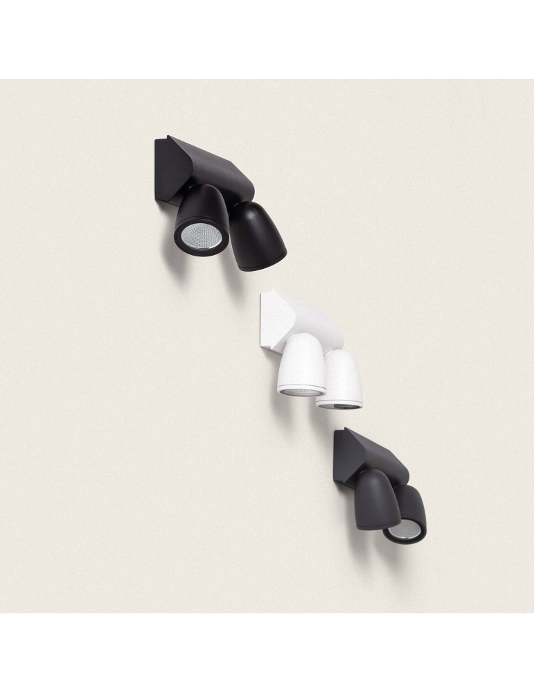 Applique Murale Extérieure LED 12W Aluminium avec Détecteur de Mouvement PIR Abel Large Deux Spots