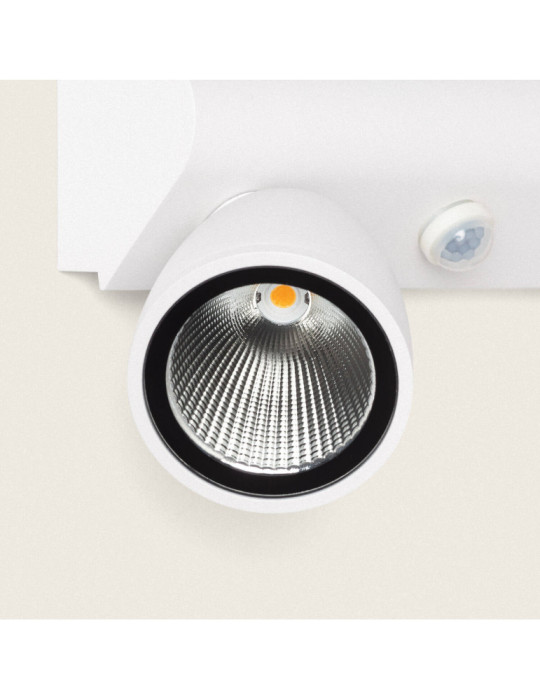Applique Murale Extérieure LED 12W Aluminium avec Détecteur de Mouvement PIR Abel Large Deux Spots