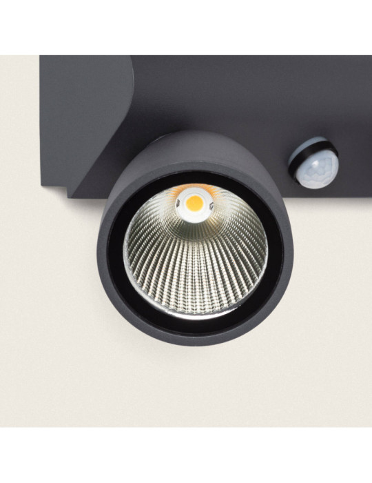 Applique Murale Extérieure LED 12W Aluminium avec Détecteur de Mouvement PIR Abel Large Deux Spots