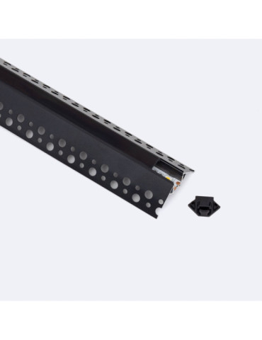 Profilé Aluminium Intégration Plâtre/Placo avec Capot Continu pour Angle Arista pour Ruban LED jusqu'à 9 mm