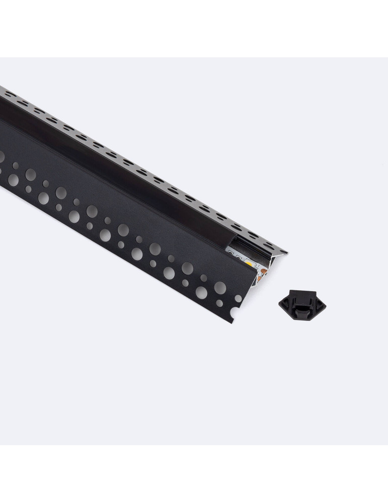 Profilé Aluminium Intégration Plâtre/Placo avec Capot Continu pour Angle Arista pour Ruban LED jusqu'à 9 mm