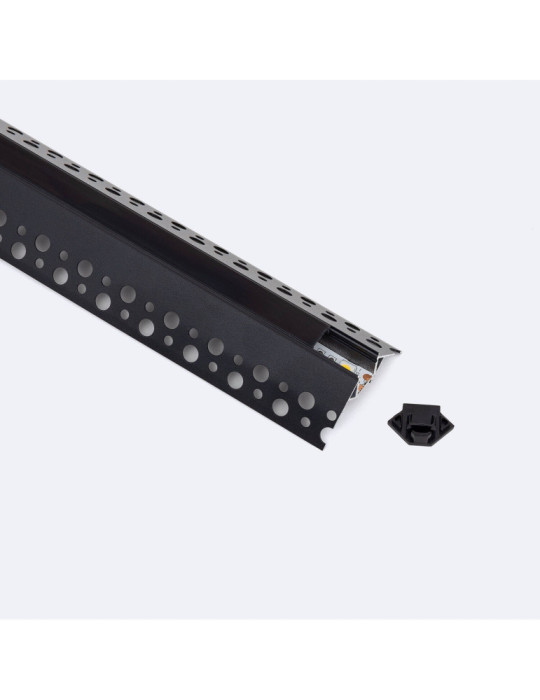 Profilé Aluminium Intégration Plâtre/Placo avec Capot Continu pour Angle Arista pour Ruban LED jusqu'à 9 mm