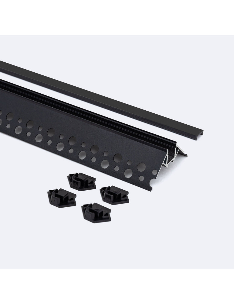 Profilé Aluminium Intégration Plâtre/Placo avec Capot Continu pour Angle Arista pour Ruban LED jusqu'à 9 mm