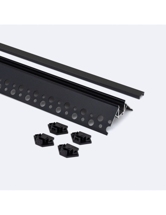 Profilé Aluminium Intégration Plâtre/Placo avec Capot Continu pour Angle Arista pour Ruban LED jusqu'à 9 mm