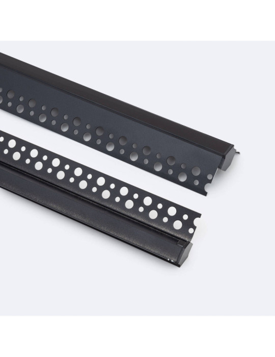 Profilé Aluminium Intégration Plâtre/Placo avec Capot Continu pour Angle Arista pour Ruban LED jusqu'à 9 mm