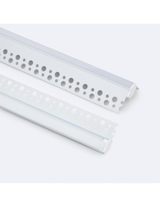 Profilé Aluminium Intégration Plâtre/Placo avec Capot Continu pour Angle Arista pour Ruban LED jusqu'à 9 mm
