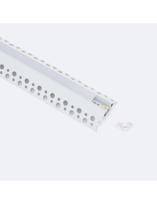 Profilé Aluminium Intégration Plâtre/Placo avec Capot Continu pour Angle Arista pour Ruban LED jusqu'à 9 mm