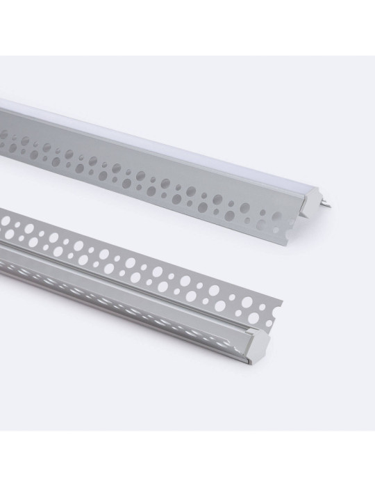 Profilé Aluminium Intégration Plâtre/Placo avec Capot Continu pour Angle Arista pour Ruban LED jusqu'à 9 mm