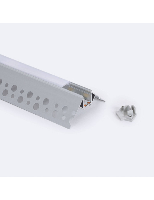 Profilé Aluminium Intégration Plâtre/Placo avec Capot Continu pour Angle Arista pour Ruban LED jusqu'à 9 mm