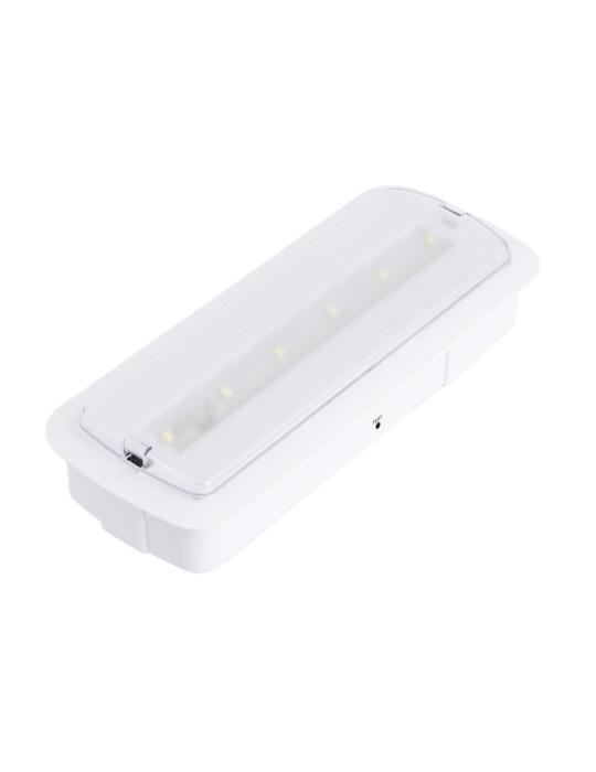 Balise de Secours LED Encastré/en Saillie 200lm Permanent/Non Permanent avec Autotest et Bouton Test Balise de Secours LED Encastré/en Saillie 200lm Permanent/Non Permanent avec Autotest et Bouton Test