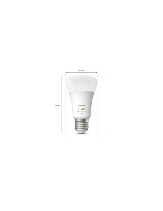 Pack 2 Ampoules LED Intelligentes E27 6.5W 570 lm A60 PHILIPS Hue White