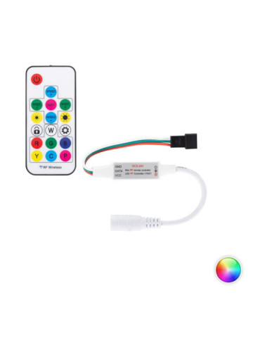 Contrôleur Variateur Mini Ruban LED RGBIC Numérique SPI 5-24V DC avec Télécommande RF