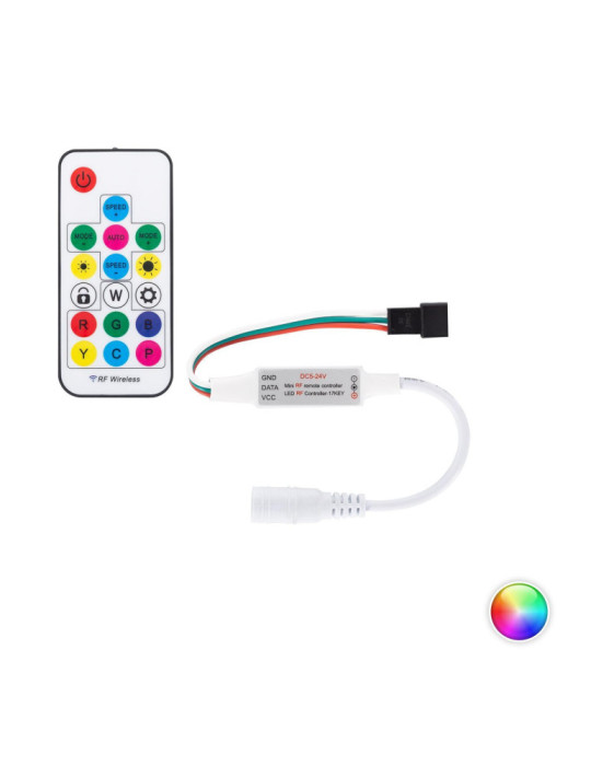 Contrôleur Variateur Mini Ruban LED RGBIC Numérique SPI 5-24V DC avec Télécommande RF Contrôleur Variateur Mini Ruban LED RGBIC Numérique SPI 5-24V DC avec Télécommande RF